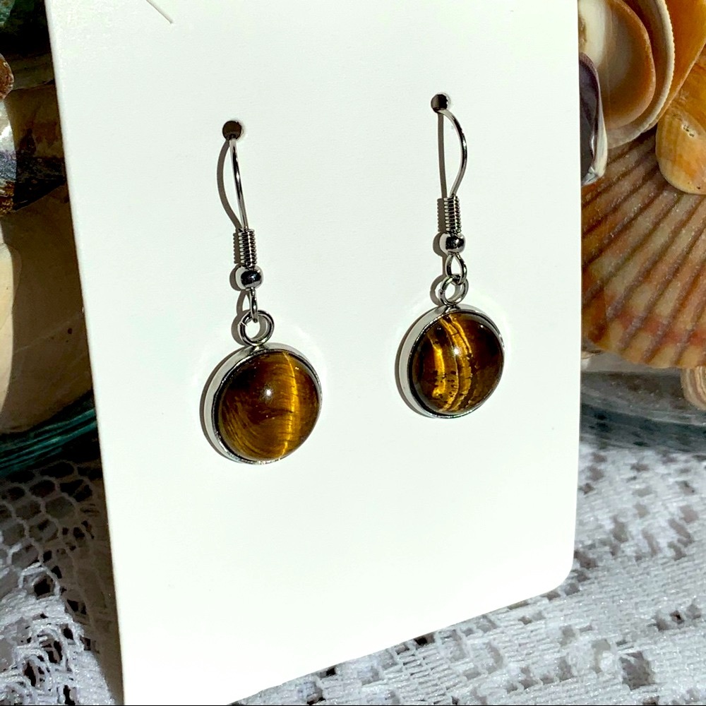 Tigers Eye Earrings, Handmade, NWT